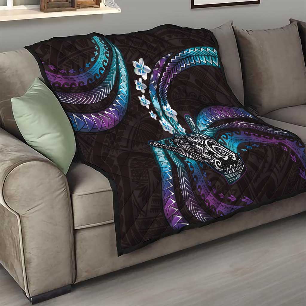 Hawaii Shaka Sign Quilt Fantastic Frangipani Amethyst Gradient LT01 - Polynesian Pride