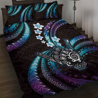 Hawaii Shaka Sign Quilt Bed Set Fantastic Frangipani Amethyst Gradient LT01 Purple - Polynesian Pride