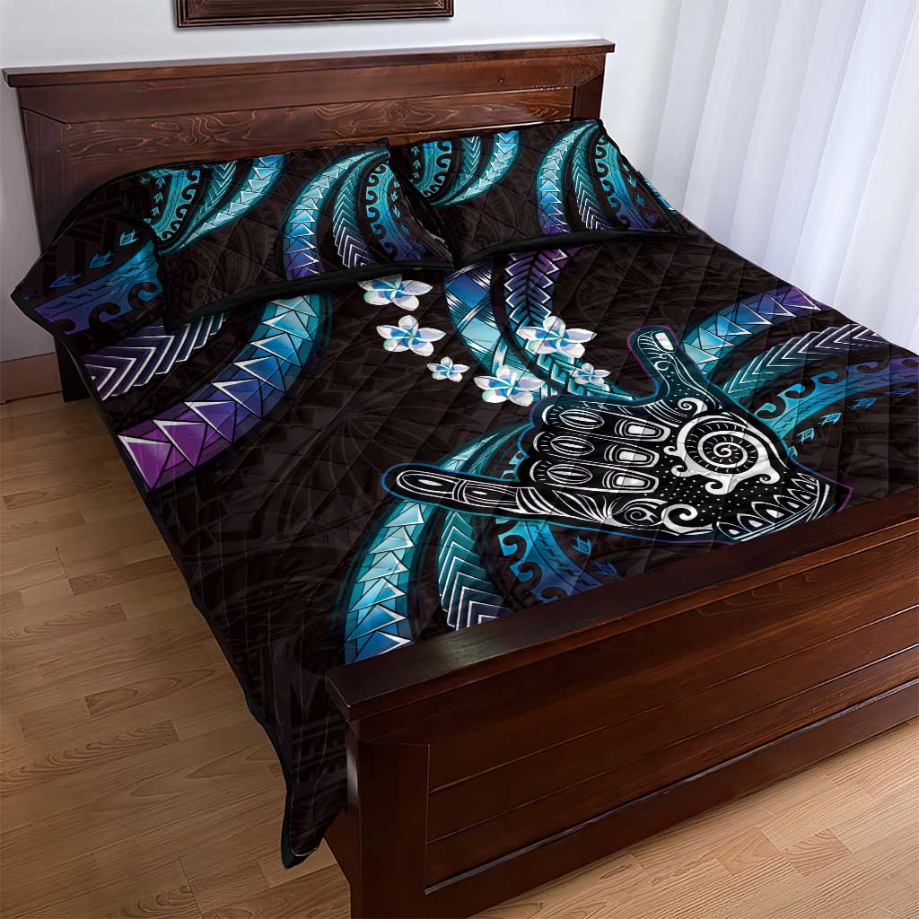 Hawaii Shaka Sign Quilt Bed Set Fantastic Frangipani Amethyst Gradient LT01 - Polynesian Pride