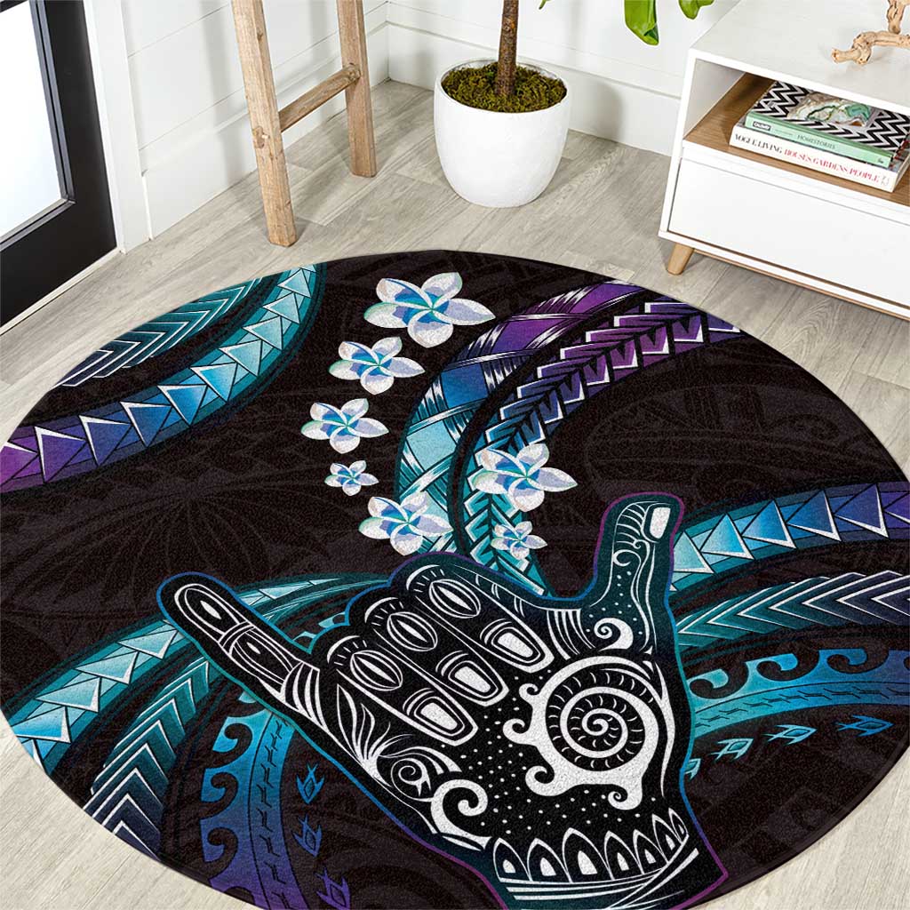 Hawaii Shaka Sign Round Carpet Fantastic Frangipani Amethyst Gradient LT01 Purple - Polynesian Pride