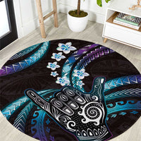 Hawaii Shaka Sign Round Carpet Fantastic Frangipani Amethyst Gradient LT01 Purple - Polynesian Pride
