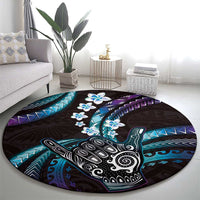 Hawaii Shaka Sign Round Carpet Fantastic Frangipani Amethyst Gradient LT01 - Polynesian Pride