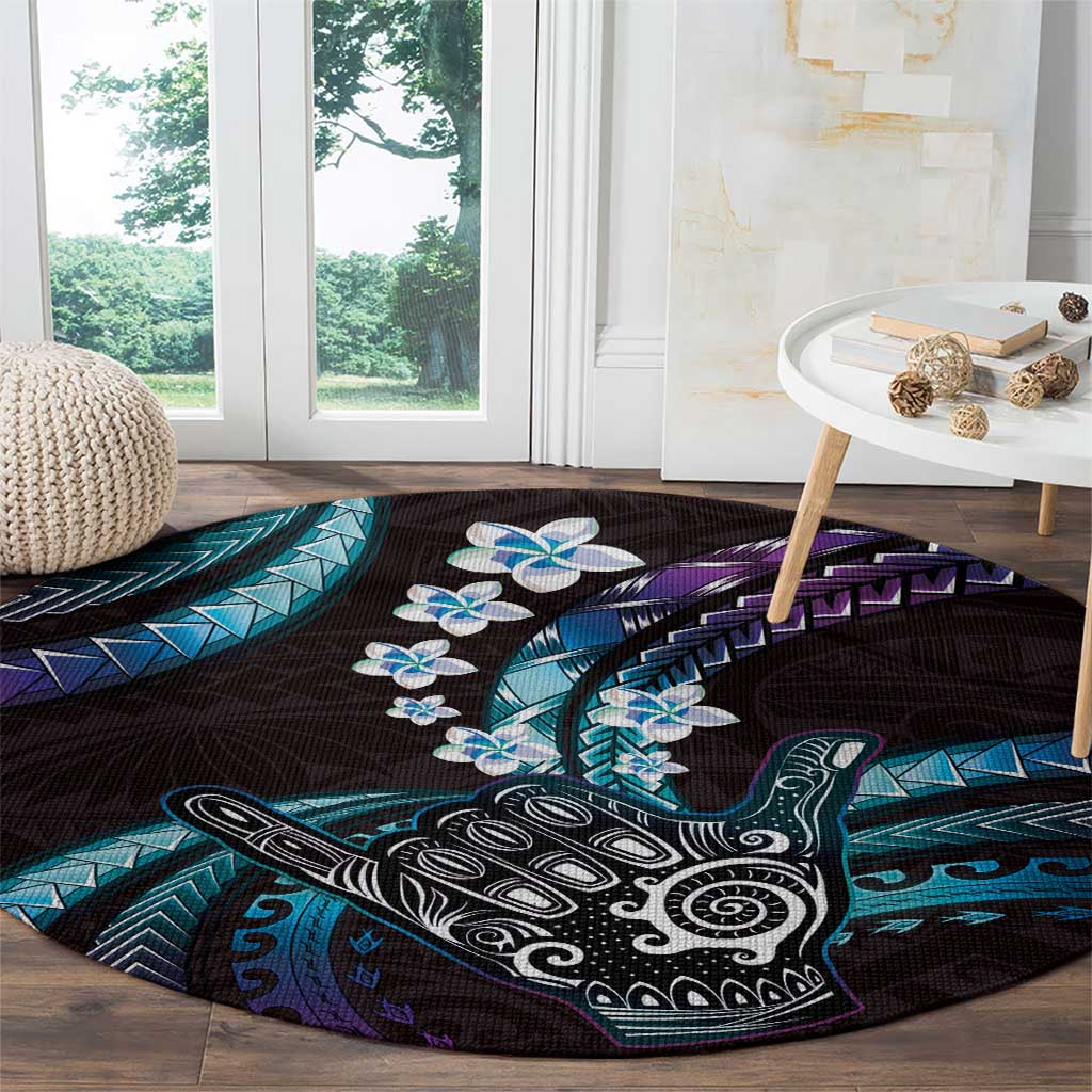Hawaii Shaka Sign Round Carpet Fantastic Frangipani Amethyst Gradient LT01 - Polynesian Pride