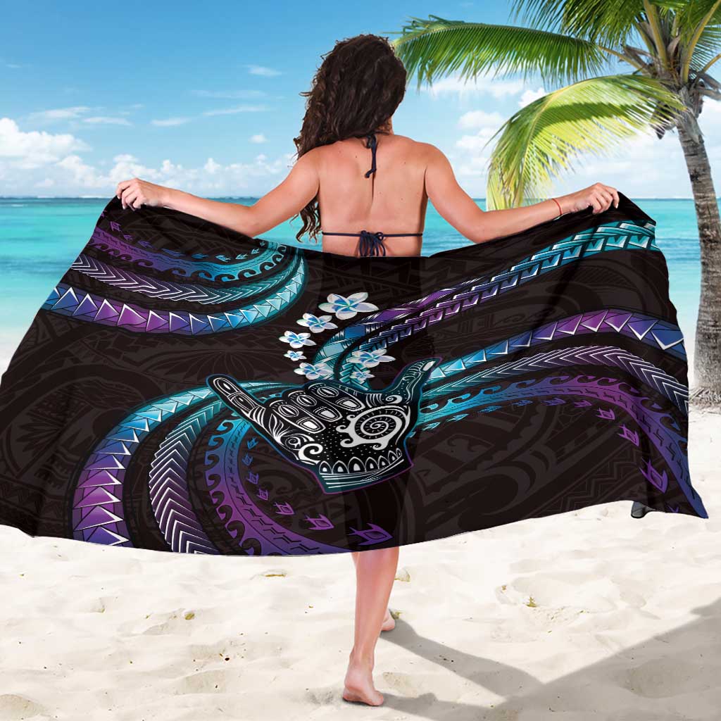 Hawaii Shaka Sign Sarong Fantastic Frangipani Amethyst Gradient LT01 - Polynesian Pride