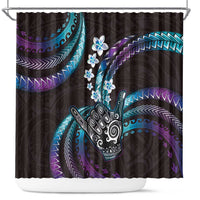 Hawaii Shaka Sign Shower Curtain Fantastic Frangipani Amethyst Gradient LT01 Purple - Polynesian Pride