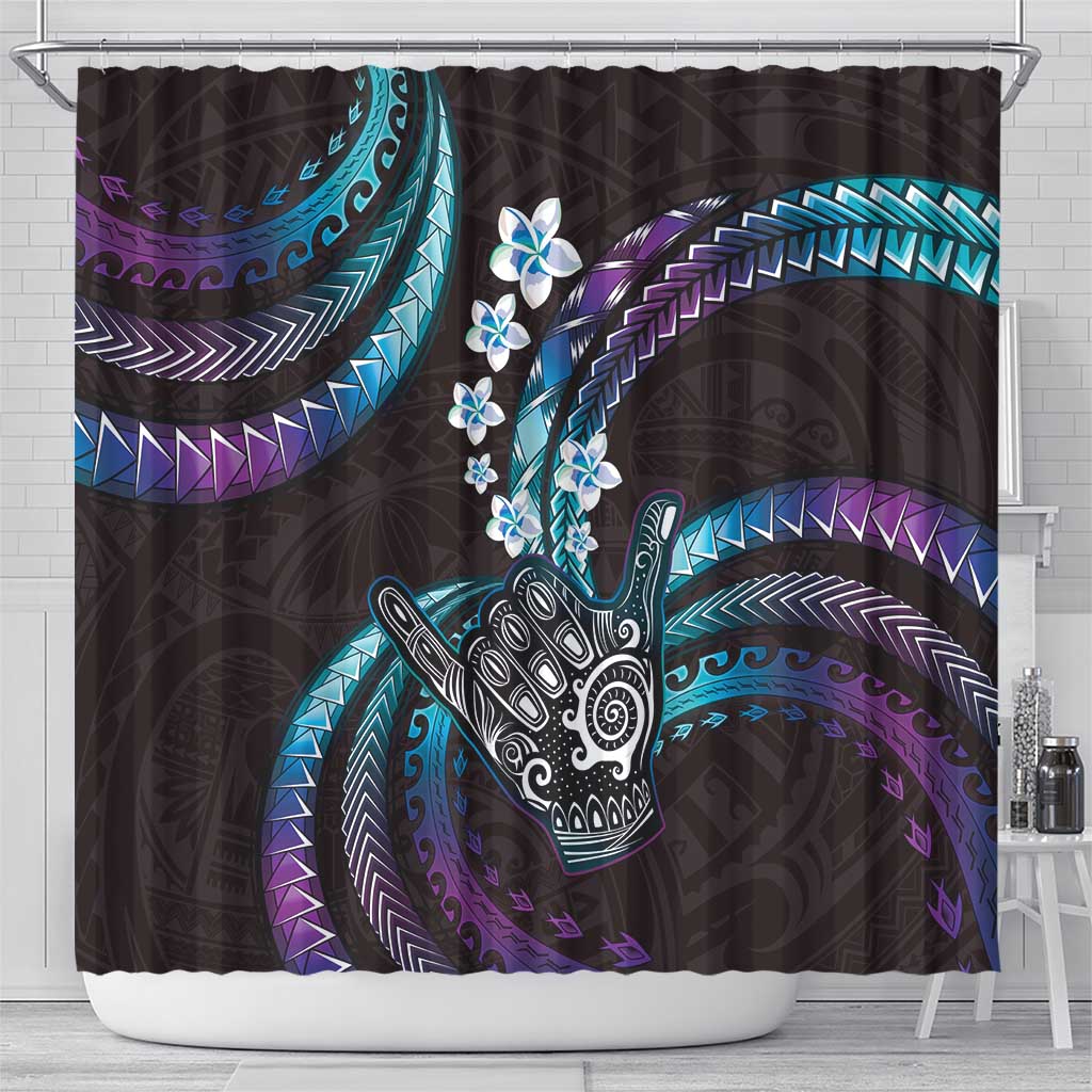 Hawaii Shaka Sign Shower Curtain Fantastic Frangipani Amethyst Gradient LT01 - Polynesian Pride