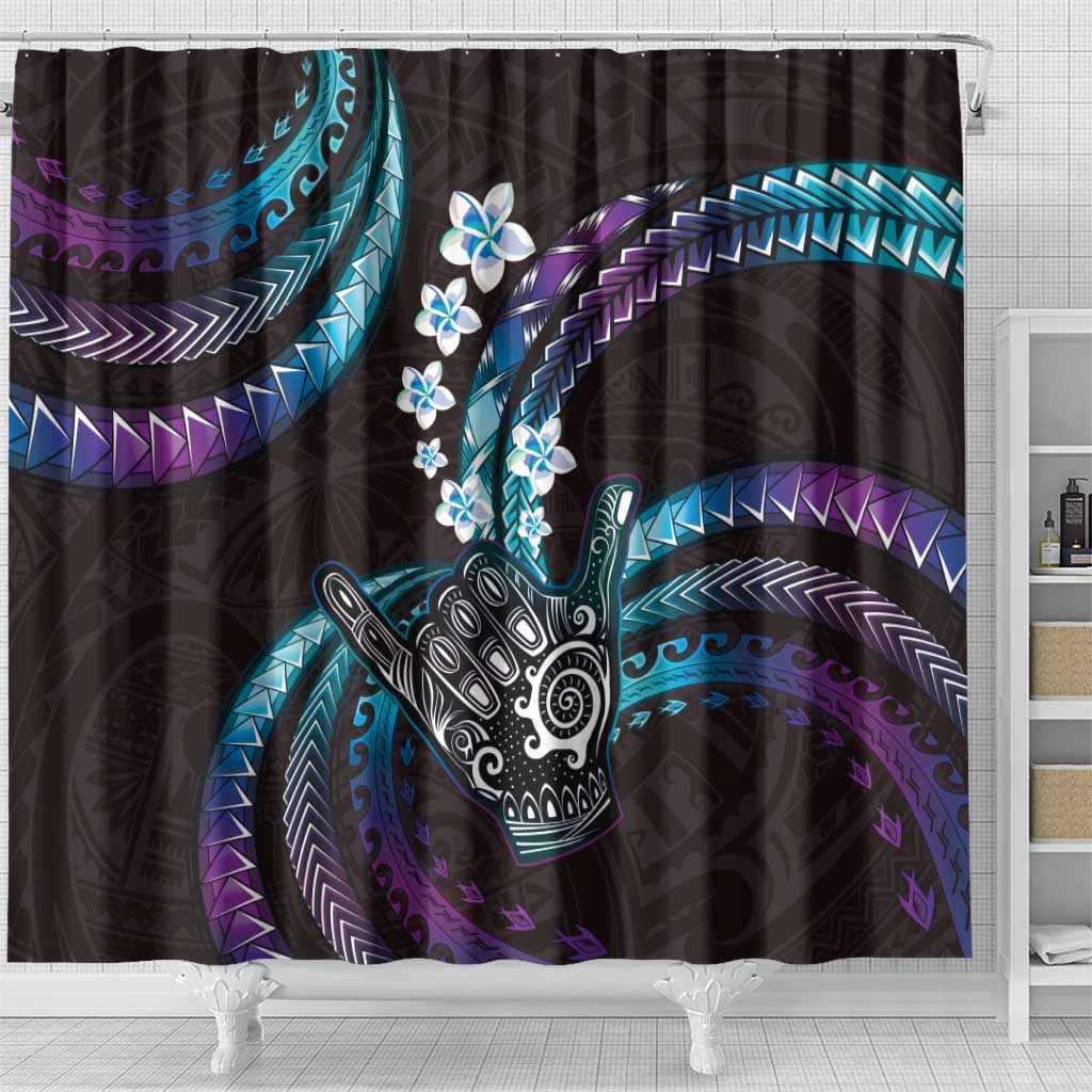 Hawaii Shaka Sign Shower Curtain Fantastic Frangipani Amethyst Gradient LT01 - Polynesian Pride