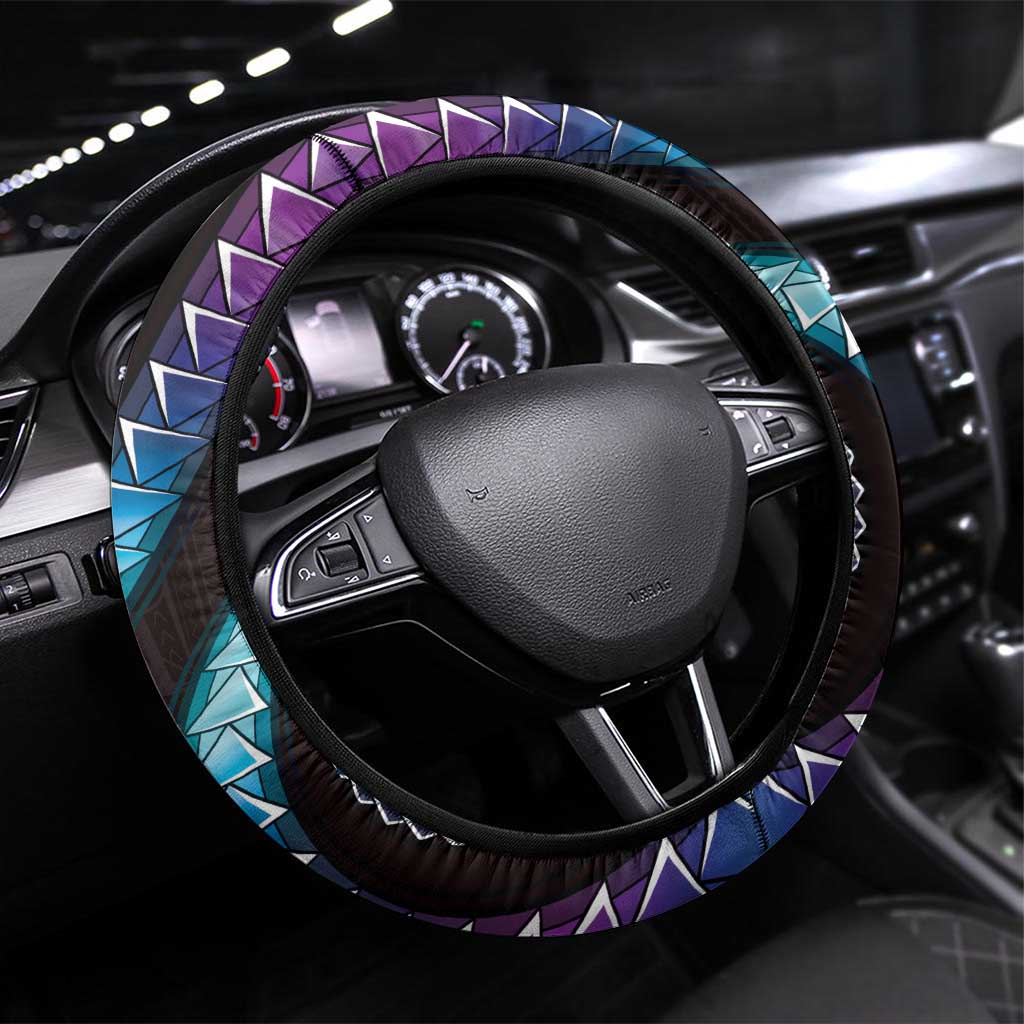 Hawaii Shaka Sign Steering Wheel Cover Fantastic Frangipani Amethyst Gradient LT01 Universal Fit Purple - Polynesian Pride
