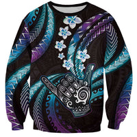 Hawaii Shaka Sign Sweatshirt Fantastic Frangipani Amethyst Gradient LT01 Unisex Purple - Polynesian Pride