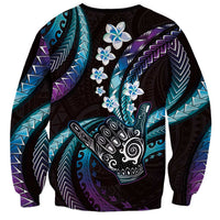 Hawaii Shaka Sign Sweatshirt Fantastic Frangipani Amethyst Gradient LT01 - Polynesian Pride