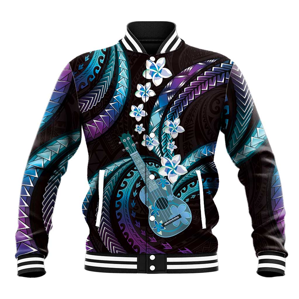 Hawaiian Ukulele Baseball Jacket Amethyst Gradient Fantastic Plumeria LT01 Unisex Purple - Polynesian Pride