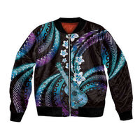 Hawaiian Ukulele Bomber Jacket Amethyst Gradient Fantastic Plumeria LT01 Unisex Purple - Polynesian Pride