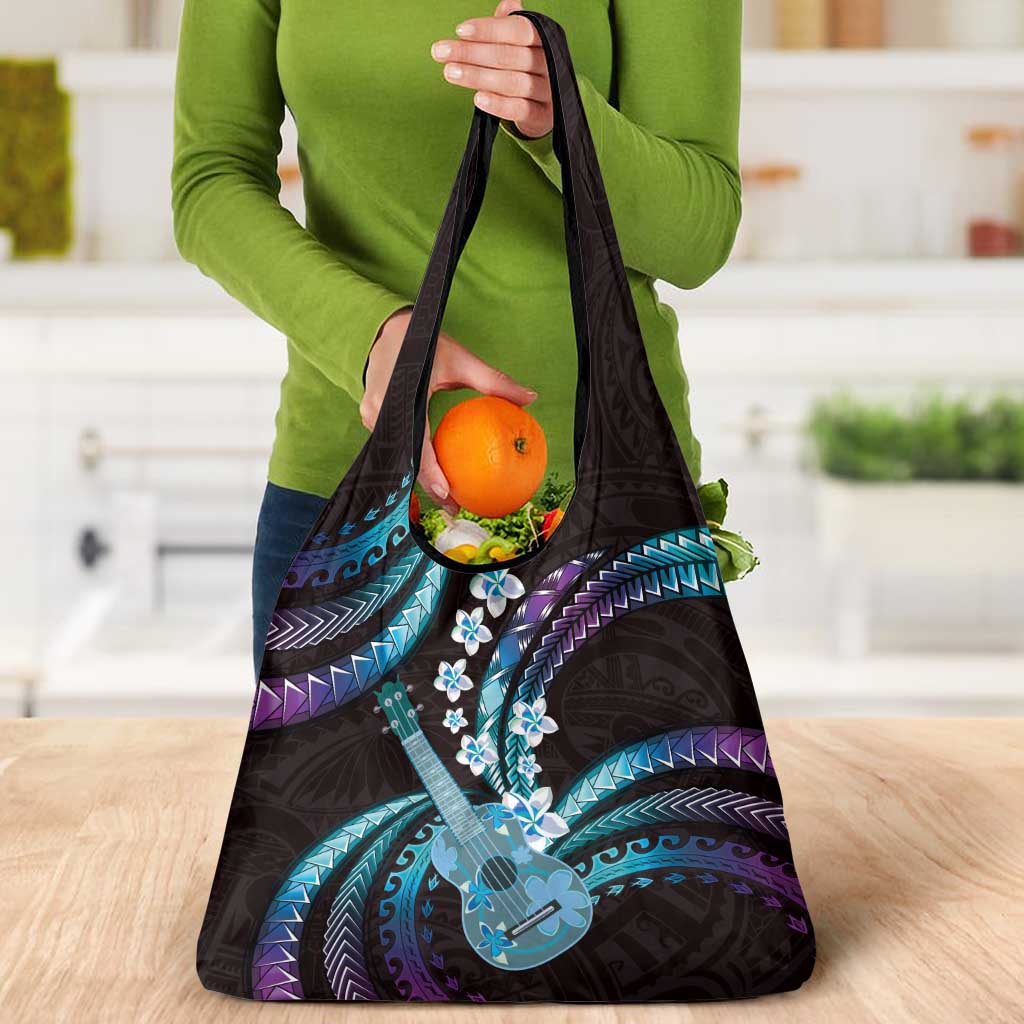 Hawaiian Ukulele Grocery Bag Amethyst Gradient Fantastic Plumeria LT01 - Polynesian Pride