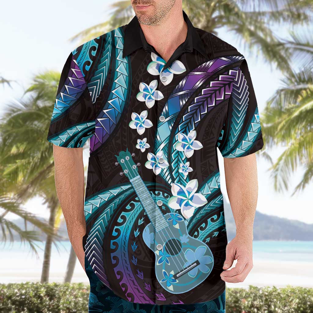 Hawaiian Ukulele Hawaiian Shirt Amethyst Gradient Fantastic Plumeria LT01 - Polynesian Pride