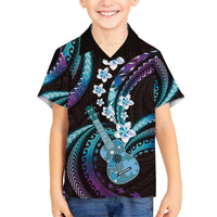 Hawaiian Ukulele Hawaiian Shirt Amethyst Gradient Fantastic Plumeria LT01 - Polynesian Pride