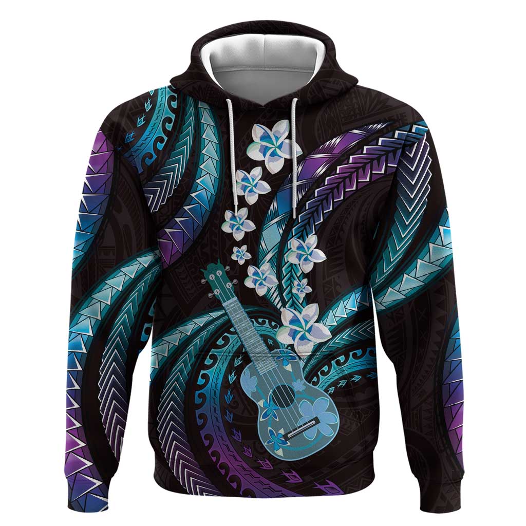 Hawaiian Ukulele Hoodie Amethyst Gradient Fantastic Plumeria LT01 Pullover Hoodie Purple - Polynesian Pride