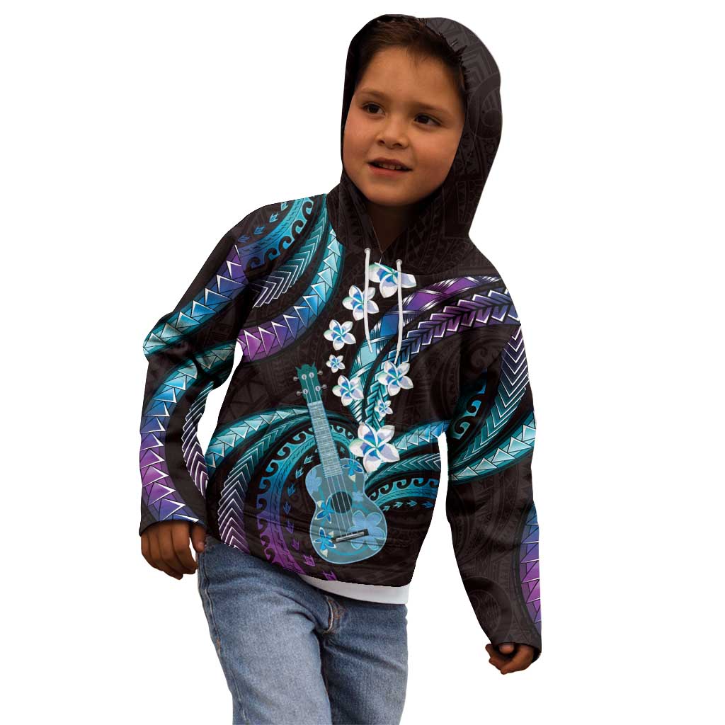 Hawaiian Ukulele Kid Hoodie Amethyst Gradient Fantastic Plumeria LT01 - Polynesian Pride