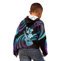 Hawaiian Ukulele Kid Hoodie Amethyst Gradient Fantastic Plumeria LT01 - Polynesian Pride