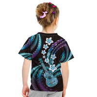 Hawaiian Ukulele Kid T Shirt Amethyst Gradient Fantastic Plumeria LT01 - Polynesian Pride