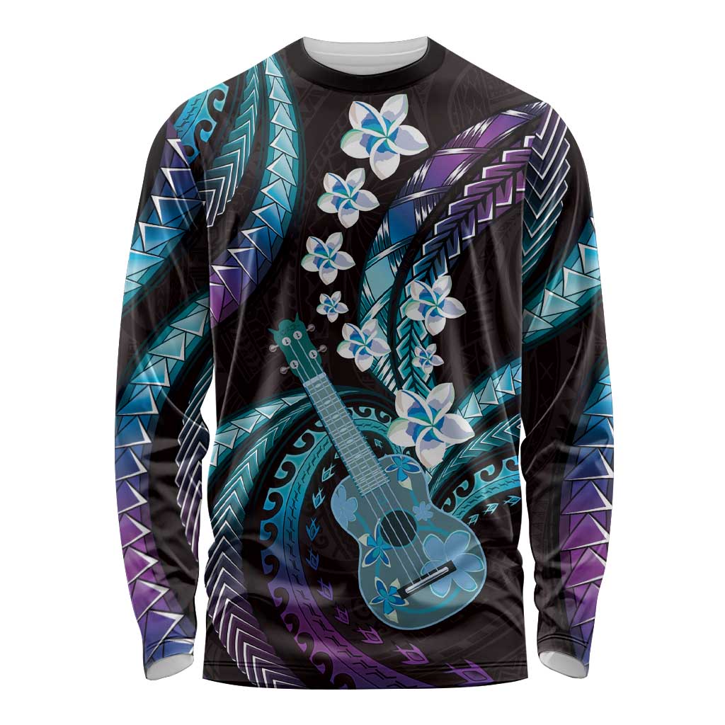 Hawaiian Ukulele Long Sleeve Shirt Amethyst Gradient Fantastic Plumeria LT01 Unisex Purple - Polynesian Pride