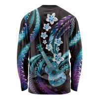 Hawaiian Ukulele Long Sleeve Shirt Amethyst Gradient Fantastic Plumeria LT01 - Polynesian Pride