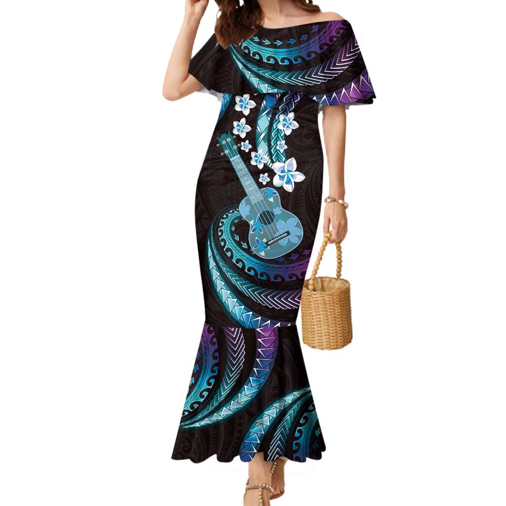 Hawaiian Ukulele Mermaid Dress Amethyst Gradient Fantastic Plumeria LT01 Women Purple - Polynesian Pride