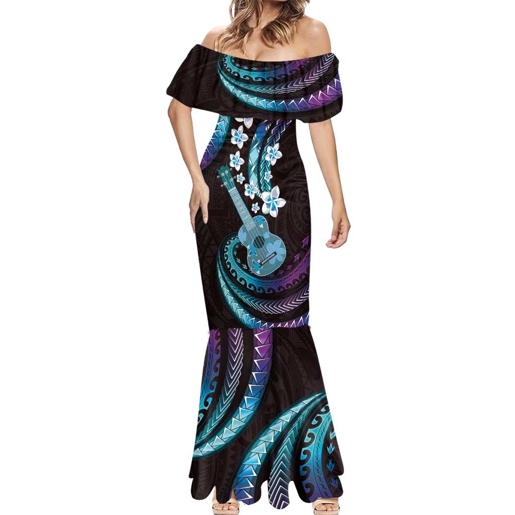 Hawaiian Ukulele Mermaid Dress Amethyst Gradient Fantastic Plumeria LT01 - Polynesian Pride