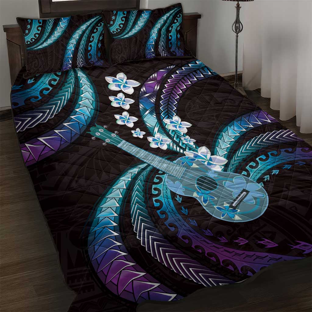 Hawaiian Ukulele Quilt Bed Set Amethyst Gradient Fantastic Plumeria LT01 Purple - Polynesian Pride