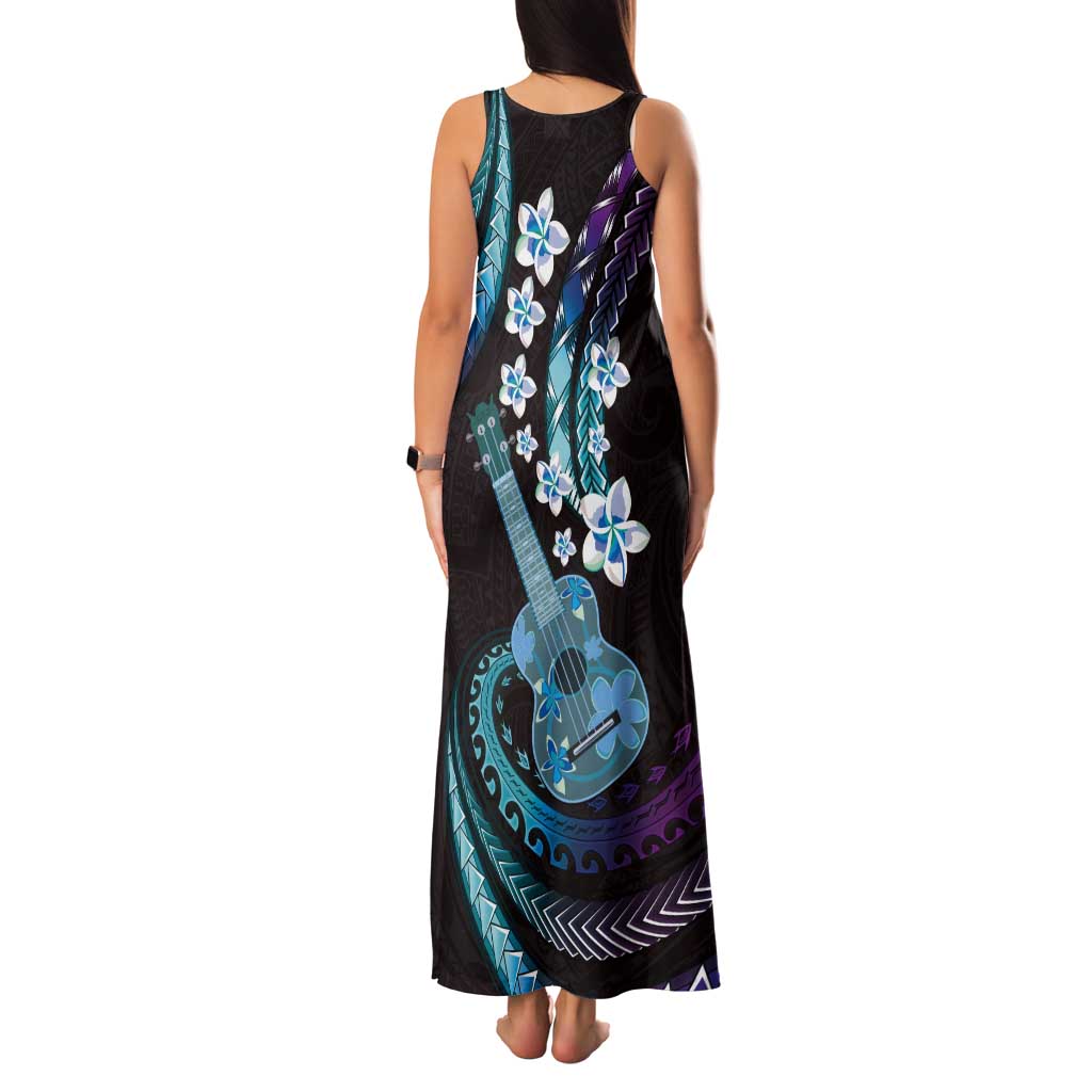 Hawaiian Ukulele Tank Maxi Dress Amethyst Gradient Fantastic Plumeria LT01 - Polynesian Pride