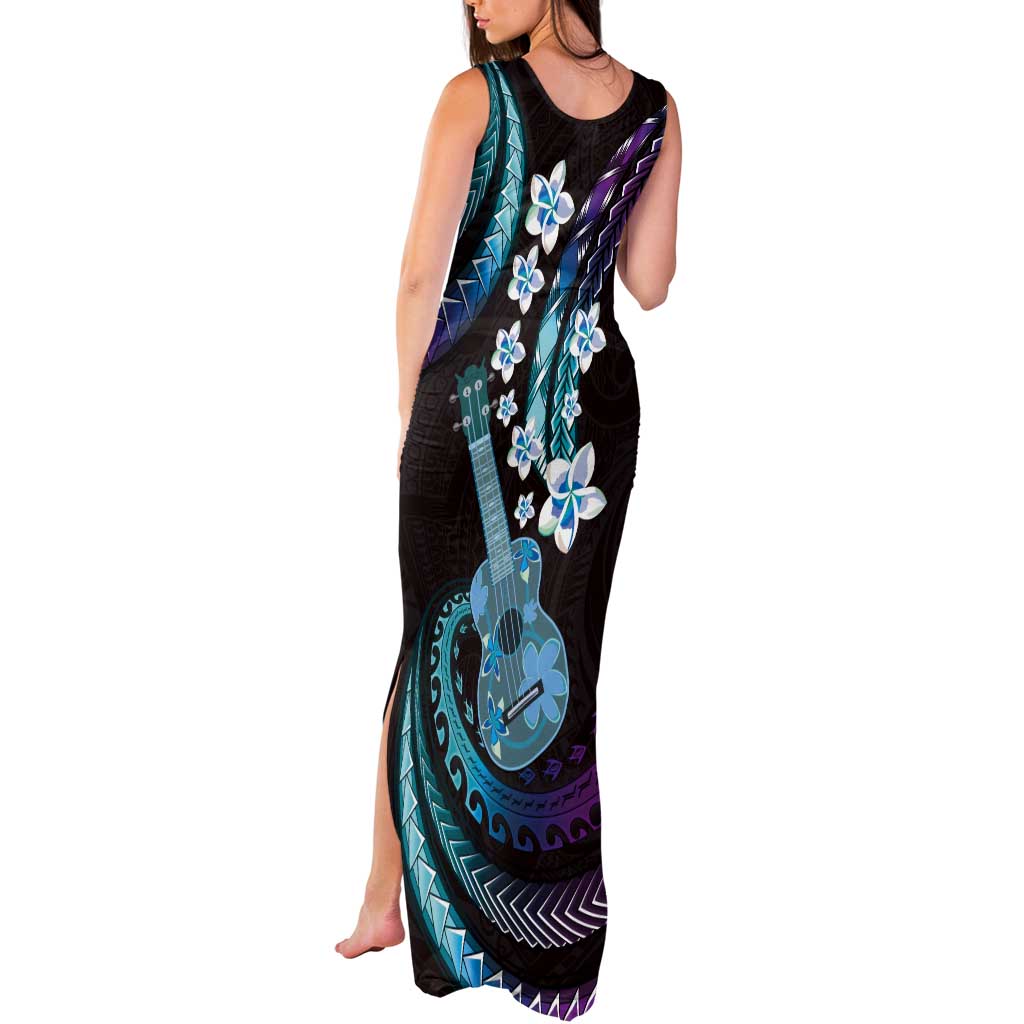 Hawaiian Ukulele Tank Maxi Dress Amethyst Gradient Fantastic Plumeria LT01 - Polynesian Pride