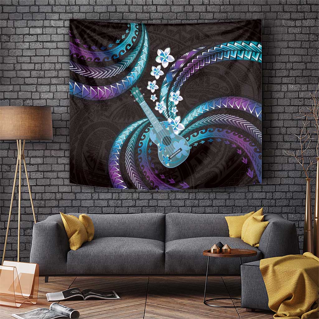 Hawaiian Ukulele Tapestry Amethyst Gradient Fantastic Plumeria LT01 Purple - Polynesian Pride