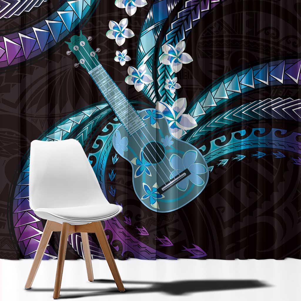 Hawaiian Ukulele Window Curtain Amethyst Gradient Fantastic Plumeria LT01 - Polynesian Pride