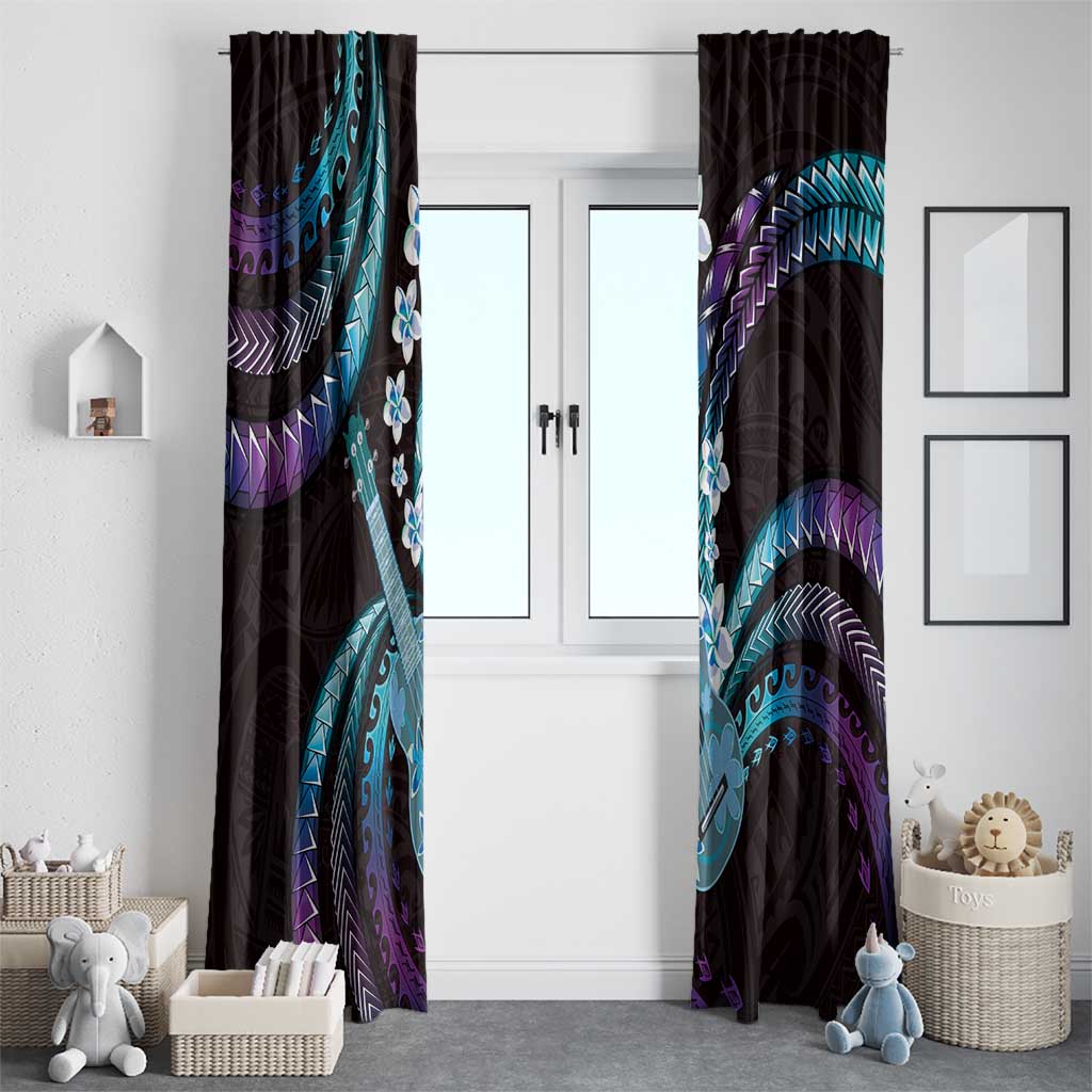 Hawaiian Ukulele Window Curtain Amethyst Gradient Fantastic Plumeria LT01 - Polynesian Pride