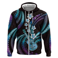 Hawaiian Ukulele Zip Hoodie Amethyst Gradient Fantastic Plumeria LT01 Zip Hoodie Purple - Polynesian Pride