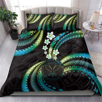 Hawaii Map Kanaka Maoli Bedding Set Fantastic Frangipani Chartreuse Cyan LT01 - Polynesian Pride