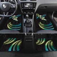 Hawaii Map Kanaka Maoli Car Mats Fantastic Frangipani Chartreuse Cyan LT01 Set 4pcs Cyan - Polynesian Pride