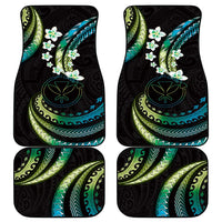 Hawaii Map Kanaka Maoli Car Mats Fantastic Frangipani Chartreuse Cyan LT01 - Polynesian Pride