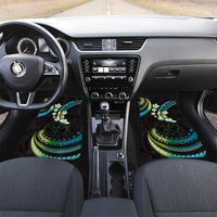 Hawaii Map Kanaka Maoli Car Mats Fantastic Frangipani Chartreuse Cyan LT01 Set 2pcs - Front Cyan - Polynesian Pride