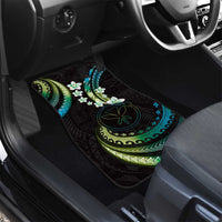 Hawaii Map Kanaka Maoli Car Mats Fantastic Frangipani Chartreuse Cyan LT01 - Polynesian Pride