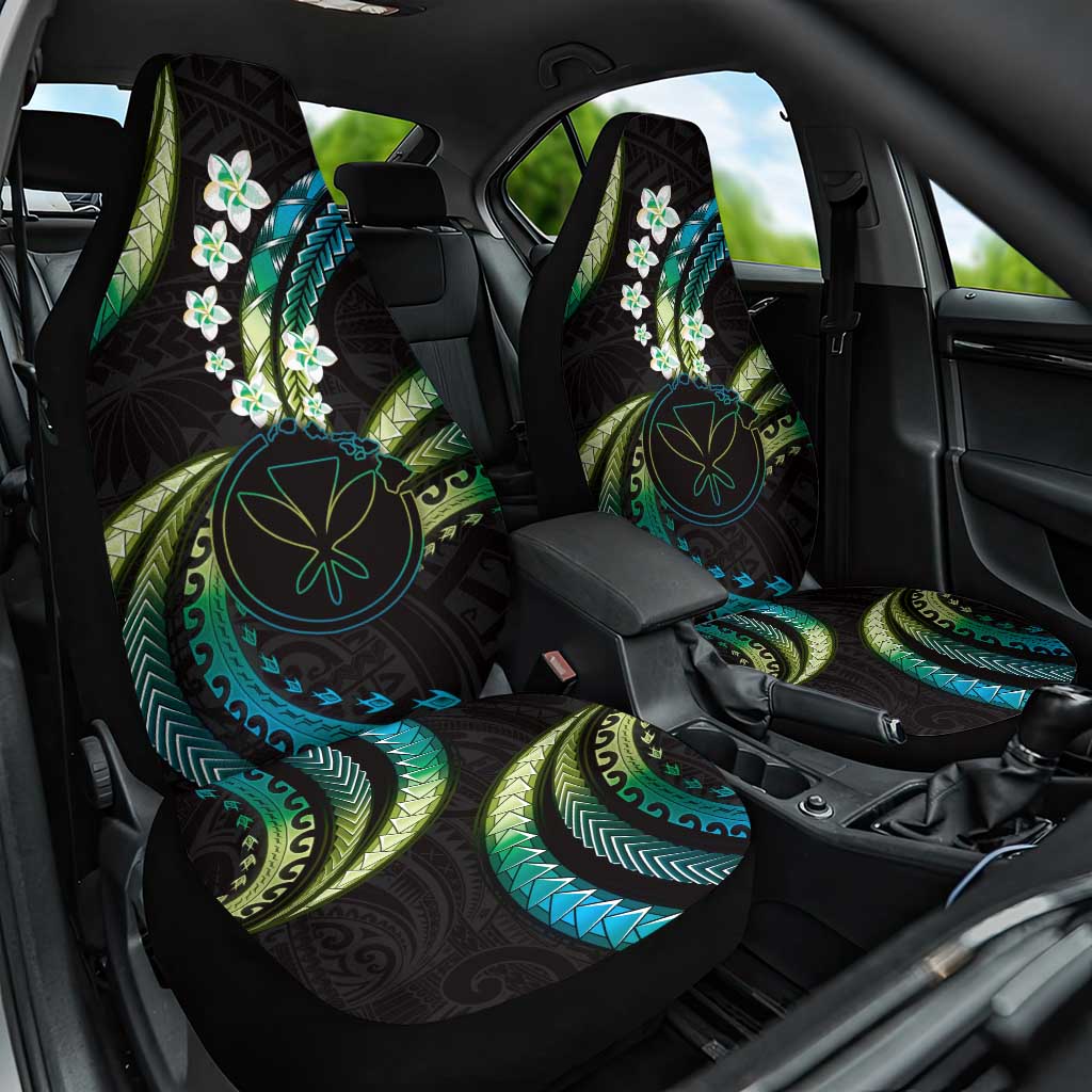 Hawaii Map Kanaka Maoli Car Seat Cover Fantastic Frangipani Chartreuse Cyan LT01 One Size Cyan - Polynesian Pride