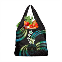 Hawaii Map Kanaka Maoli Grocery Bag Fantastic Frangipani Chartreuse Cyan LT01 1-pack One Size Cyan - Polynesian Pride