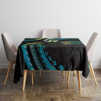 Hawaii Map Kanaka Maoli Tablecloth Fantastic Frangipani Chartreuse Cyan LT01 - Polynesian Pride