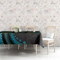 Hawaii Map Kanaka Maoli Tablecloth Fantastic Frangipani Chartreuse Cyan LT01 - Polynesian Pride