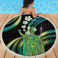 Hawaii King Kamehameha Beach Blanket Fantastic Plumeria Chartreuse Cyan LT01 - Polynesian Pride