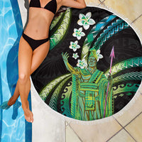 Hawaii King Kamehameha Beach Blanket Fantastic Plumeria Chartreuse Cyan LT01 - Polynesian Pride