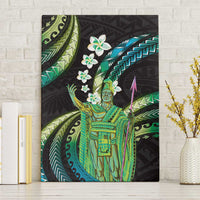 Hawaii King Kamehameha Canvas Wall Art Fantastic Plumeria Chartreuse Cyan LT01 Without Frame Cyan - Polynesian Pride