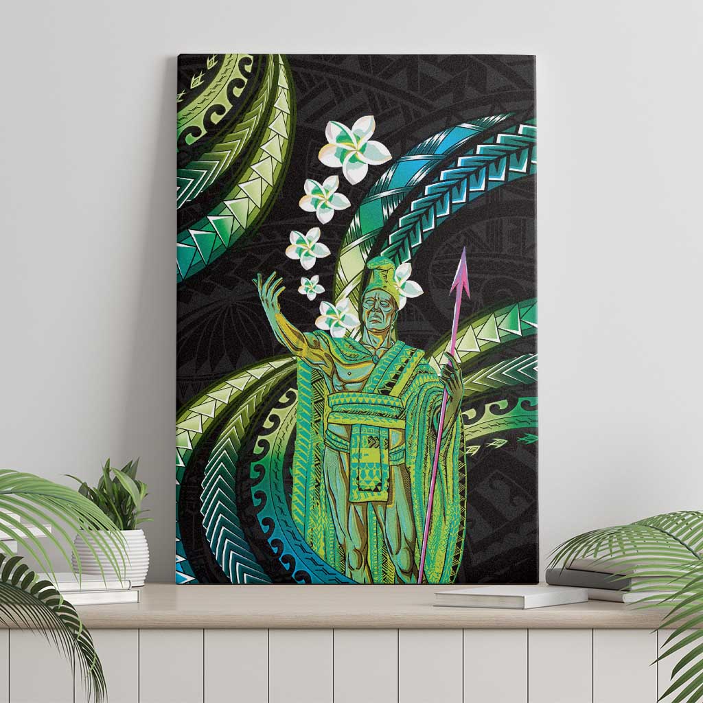 Hawaii King Kamehameha Canvas Wall Art Fantastic Plumeria Chartreuse Cyan LT01 - Polynesian Pride