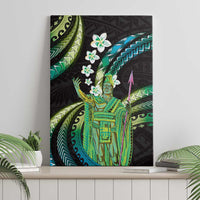 Hawaii King Kamehameha Canvas Wall Art Fantastic Plumeria Chartreuse Cyan LT01 - Polynesian Pride
