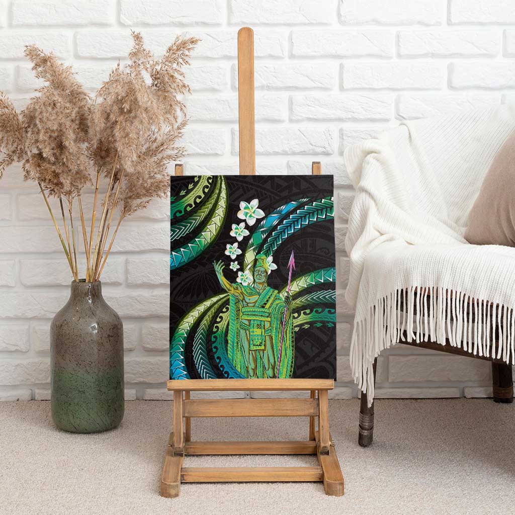 Hawaii King Kamehameha Canvas Wall Art Fantastic Plumeria Chartreuse Cyan LT01 - Polynesian Pride