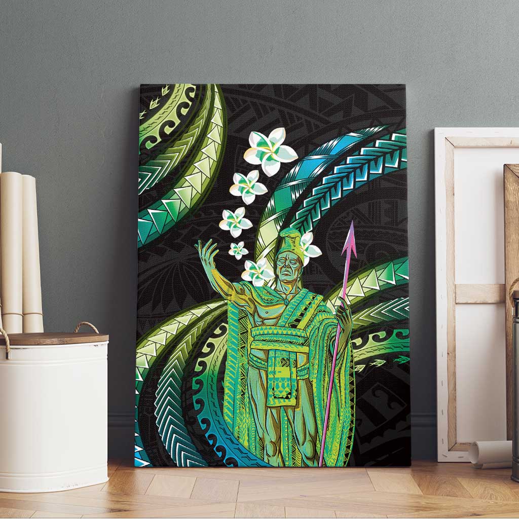 Hawaii King Kamehameha Canvas Wall Art Fantastic Plumeria Chartreuse Cyan LT01 - Polynesian Pride